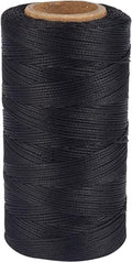 1 mm Plat Gewaxt Polyester Koord - 260 Meter/Rol voor Doe-Het-Zelf Handwerk, Naaien en Kralen (Zwart)
