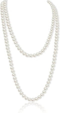 Lange witte parelketting van 150 cm voor dames, jaren 20 Gatsby stijl, elegante imitatieparels, accessoires voor feestelijke gelegenheden