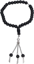 Gebedsketting Islam 33 parels - Moslim Mala halsketting en armband - Zwarte gebedskralen met koran gebedsparelarmband - Set van 3 - Cadeau voor mannen en vrouwen