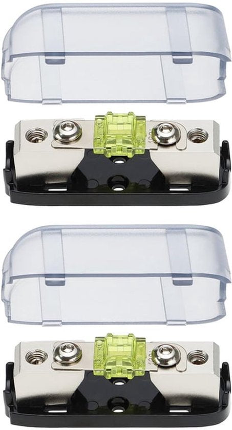 2 stuks auto-audio mini ANL-voedingszekeringhouder 23x20mm plug-in metalen zekeringhouder met 100A zekering voor elektronische en elektrische opladers