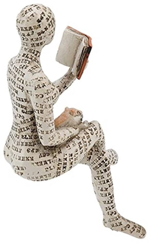 Modern leesfiguur voor vrouw, huisdecoratie, pulpdenker statu, vrouwen sculptuur decoratie boekenplank ornament voor woonkamer huis, kantoor, woonkamer en boekenwurmen (B)