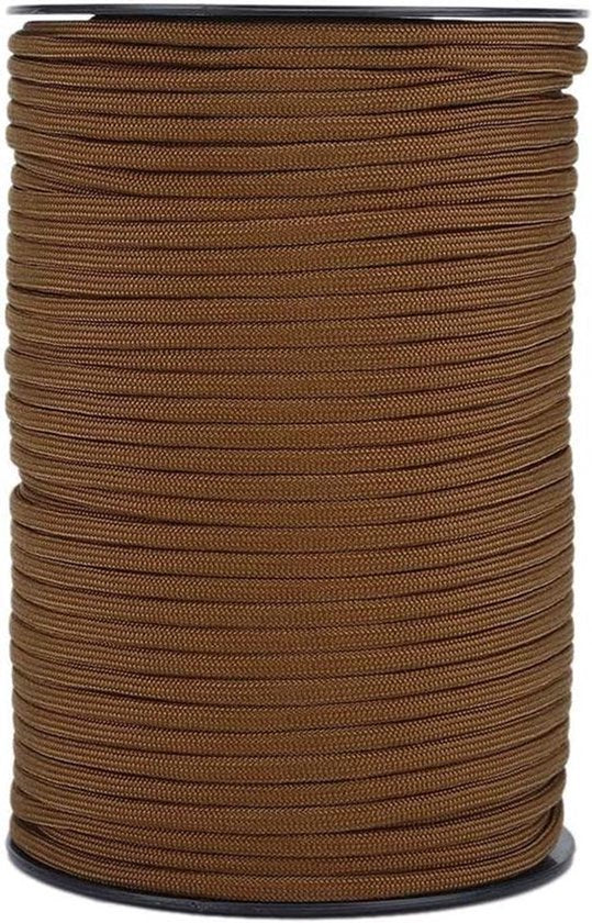 Nylon Parachutekoord - Paracord-Rol Tenttouw - Duurzame Lanyard - Multifunctioneel - 550 Paracord - Ultieme Overleving - 9-Strengen Kern - 100m (Wolf Brown)