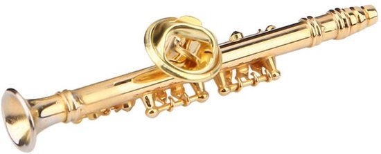 Klarinet broche muziekinstrument vernikkelde vrouwen broche pinnen met geschenkdoos voor cadeau collectie