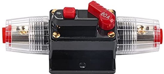 50AMP-100AMP Power Contractor, Reset Zekeringhouder met Drukknop, Auto Audio Beugel voor Auto Booster Zekeringhouder Marine Fiets Gebruik, 12-24V (80A)