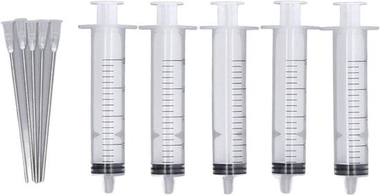 Navulgereedschap 5 Spuiten Roestvrij Staal PP - Lichtgewicht Herbruikbaar - Handig Inkt Navulgereedschap voor Inkjetprintercartridge - 20 Ml