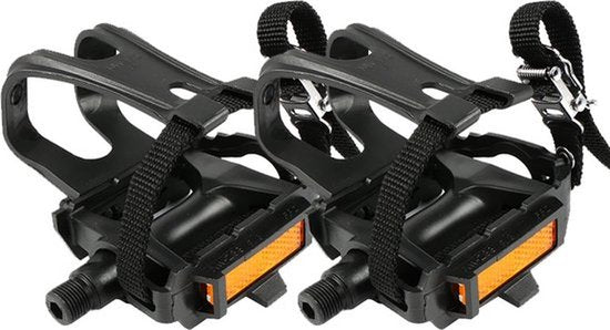 Racefiets Fietspedalen - Toeclips - PVC Fietspedalen met clips en riemen kunststof fietspedalen voor spinfiets hometrainer MTB en racefiets