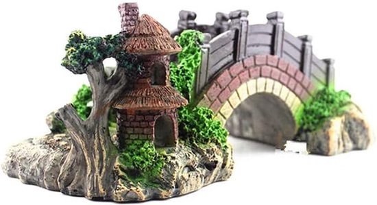 Nep Aquarium Waterbrug Ornament Beeldje Miniatuur Fairy Tuin Home Decor Brug Aquarium Vissen Tank Decor - Waterbrug - Decoratief - Geschikt voor Vissen Tank - Blauw Model.