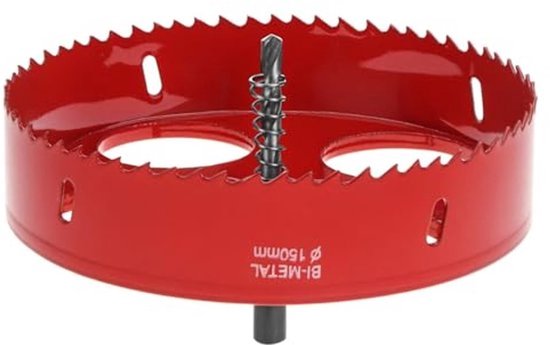 gatzaag 150 mm, HSS M42 bi-metalen gatzaag, met zeshoekige schacht en boor voor aluminium, ijzer en hout