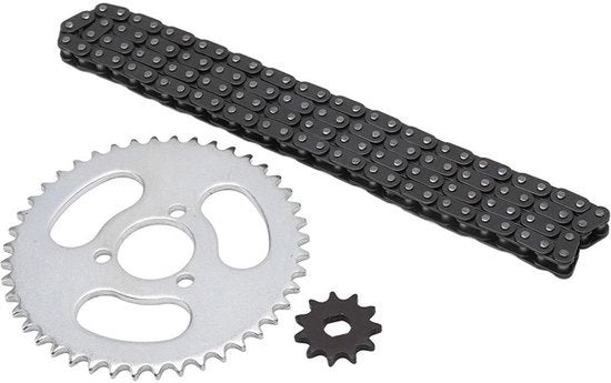 Voor- en achtertandwielkettingset T8F Stalen vervangende tandwielketting voor aangepaste karts, ATV's, minimotoren, hoogwaardige tandwielkettingset