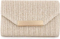Clutch van raffia rotan voor dames, gevlochten stro, strandhandtas voor bruiloft, vakantie, reizen en feestjes