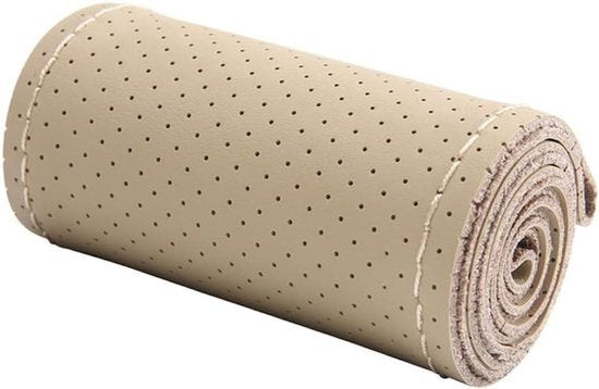 - Universele autostuurhoes - Echt leer - Beige - Handgenaaid - Doe-het-zelf - Geschikt voor auto-interieur - Stuurwielen van 38 cm - Handgenaaid stuurhoes - DIY - Stuurhoes van 38 cm - Beige B