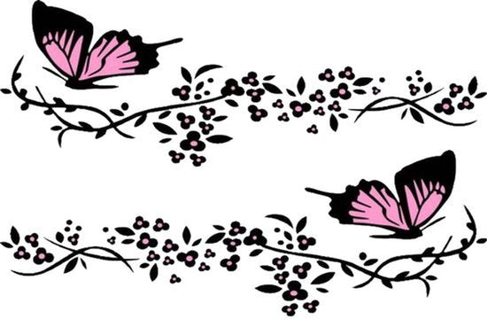 2 stuks auto decoratieve stickers vlinder bloemen, auto licht wenkbrauw kap lichaam vlinder bloem prachtige sticker zelfklevende PVC vlinder bloemen auto stickers 30 cm x 11 cm
