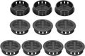 Set van 10 ronde zwart kunststof ventilatieroosters 35mm - Afdekking voor plafond in badkamer, huis, kantoor, keuken, kast, garderobe