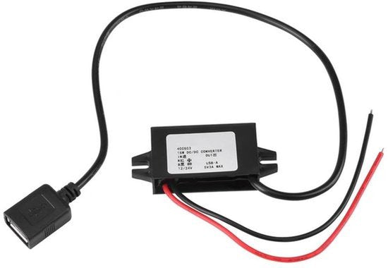 12V/24V naar USB 5V 3A Voedingsadapter, Conversieregelaar, DC-DC Spanningsreducer, Adapter Conversieadapter