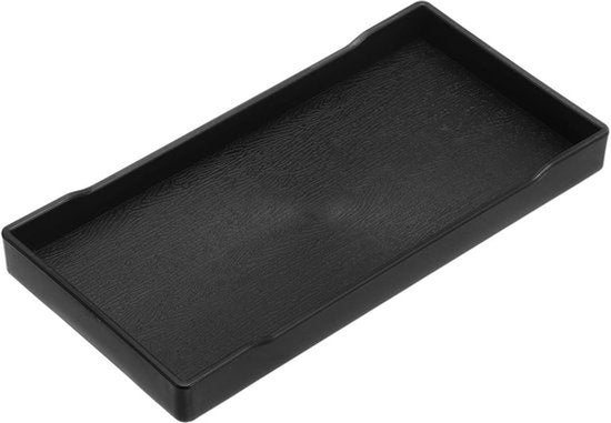 Zwarte Mini Dienblad, 10x20cm, Rechthoekig Plastic Houten Dienblad, Decoratief Ottoman Dienblad voor Ontbijt, Keuken, Badkamer