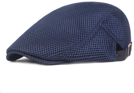 1 x Zomerbaret Ademende Mesh Platte Zomerpet Platte Hoed Herenhoed Zomerhoed Verstelbaar Blauw 35, Blauw
