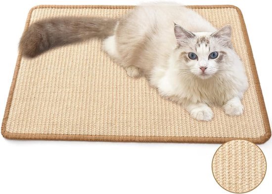 Krabmat voor Katten - Geschikt voor Kattenkrabmatten, Wildmatten, Slaapmatten, Kattenbakken, Deurmatten - Beige - S - 40 x 30 cm