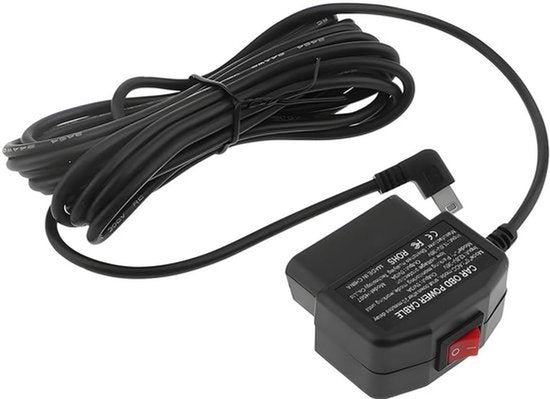 Mini USB-stroomadapter, oplaadkabel, OBD-stroomkabel voor dashcam, stroomkabel voor parkeermonitor met schakelaar, 24-uurs bewaking voor auto-dashcam, GPS DVR, 12V-24V universeel