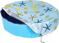 Zwembadafdekking - Zwembad Afdekzeil - Rond - Met Trekkoord - Waterdicht en Scheurvast - Voor Buitenzwembaden - Blauw Zeildoek - Beschermt Tegen Bladeren en Puin - 82 x 30 cm