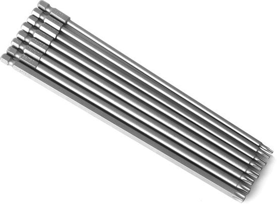stuks lange schroevendraaierbits, 20 cm magnetische beveiligings-Torx-bitset, 1/4" zeskantige schacht, pruimenbloesemkop voor T8, T10, T15, T20, T25, T27, T30, T40