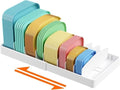 Uitschuifbare Deksel Organizers Lade voor Keuken - Voedsel Container Organizer - Verstelbare Plastic Houder met Uitschuifbare Maat - Wit