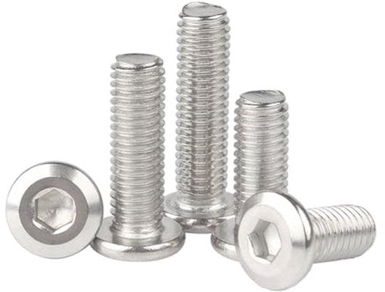 20 stuks inbusschroeven van roestvrij staal 304, M8 x 14 mm, platte kopschroeven, zeskantschroeven, volledige schroef