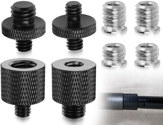 Statiefadapterset met dubbele schroefdraadconverter van 1/4 naar 3/8 inch voor veelzijdig gebruik en eenvoudige bevestiging van camera-accessoires