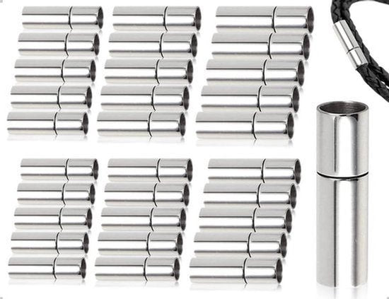 30 stuks eindkappen voor koord kettingsluiting gesp schuiver paracord-sluitingen voor armbanden sieraden maken (2/25/3/4/5/6 mm zilver)