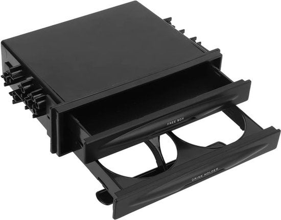 Auto enkele dubbele DIN bekerhouder, 2-in-1 autoradio opbergdoos, multifunctionele 2-laags radio bekerhouder, universele montage opbergdoos met opbergvak