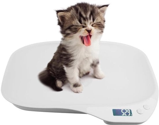 Dierenweegschaal voor kleine huisdieren - 15 kg (± 1 g) - Honden- en Kattenweegschaal met 4 weegmodi (kg/oz/lb/ml) - Ideaal voor kittens, puppies, hamsters
