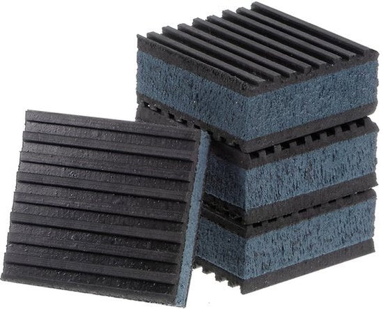 4 stuks EVA Foam Rubber Anti Vibratie Pads - [2" x 2" x 7/8"] Isolatie Rubber Pads, Anti-Slip, voor HVAC Systeem en Wasmachine, Zwart en Blauw