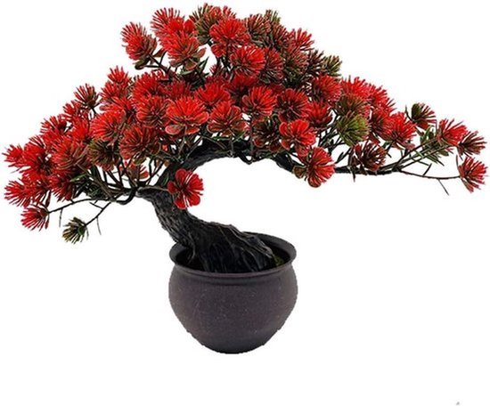 Kunstmatige Bonsaiboom Japanse Den - Plant Kunstmatige Kamerplant in Pot - Japanse Zentuin Decoratie - Namaak-Plant voor Huisdecoratie.