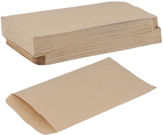 200 stuks 16 x 11 cm kleine bruine enveloppen, zelfklevende kraftpapieren enveloppen, enveloppen voor lonen, zaden, munten, wenskaarten en uitnodigingen