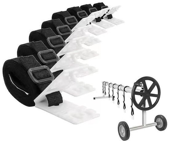 8 stuks bevestigingsset met clips en gespen, bevestigingsriemen, zwembadfolie voor bovengronds universeel zwembad, zwembadzeil/afdekking, bevestigingsriemen