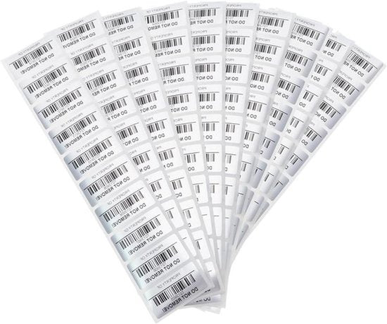 Beveiligingsstickers - Transfer - Tamper-Proof - Leegdom - Beveiligingsgarantie - Nietig Labels - Strookcode - 25x50mm - 1x2inch - Zilver - Geschikt voor 100 stuks