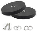 Set van 2 Neodymium Magneten, Rubberized, Diameter 88 mm, Rubber Ronde Magneten, Sterke Rubber Magneten, Antislip met M8 Vrouwelijke Draad, Laadcapaciteit 55 kg, voor Schroefogen of Haken