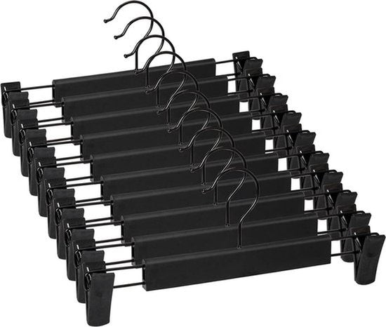 Kledinghangers - 10 Stuks - Broekhangers - Broekhangers met Knijpers - Kleerhangers - Rokhangers - Antislip Hanger met Clips - Kledingrek/Kapstok/Jas/Broek Hanger - Ruimtebesparend - Verstelbare Cliphangers, Kledingjas Kleding Jeans Hangers