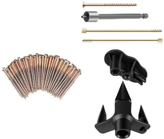 Vloerreparatieset voor het elimineren van vloerpiepen - Inclusief 5 hulpgereedschappen en 50 schroeven - Geschikt voor tapijten, vinylvloeren en hardhouten vloeren