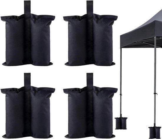 Zandverzwaringszakken voor buiten: 4 stuks winddichte zandzakken voor tent 34 × 34 cm – vaste tentstokken gewicht paviljoen zandzak voor camping strand tuin