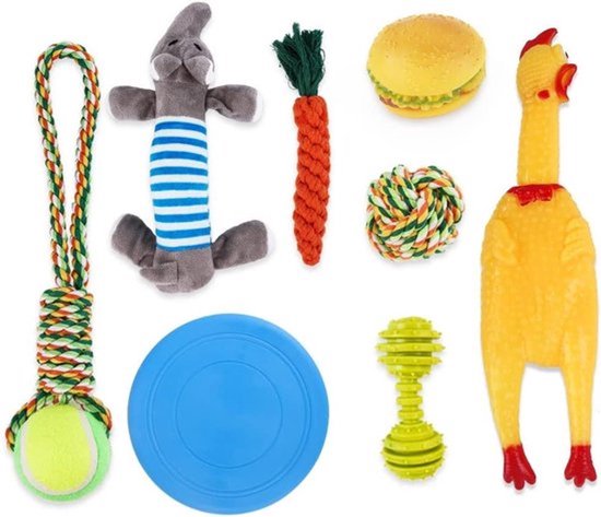 Kauwspeelgoed voor hond, 8 stuks puppy touw speelgoed voor kleine middelgrote grote honden, 100% katoenen touwen voor tandjes schoonmaken of training