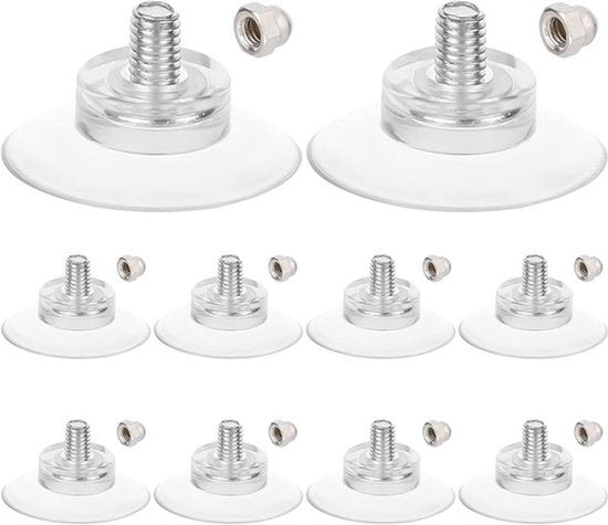 - Nummerplaat Zuignappen 12 Stuks - Sterke Zuignappen - Transparant - Zuignaphouder - Badkamer Keukenrek Haken - Accessoires Lampenkap Stof Acrylplaat - Geschikt voor Alle Soorten Autoruiten - 32 mm Diameter