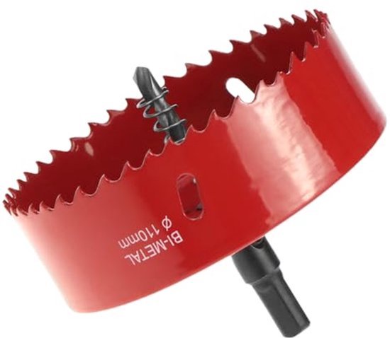 gatzaag 110 mm, HSS M42 bi-metalen gatzaag, met zeshoekige schacht en boor voor aluminium, ijzer en hout