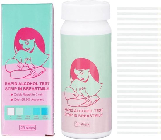 25st Moedermelk Alcoholteststrips met Fles voor Moeder Alcoholtest Geven Moeders Die Borstvoeding Geven Duidelijkheid, Gemakkelijke, Snelle en Nauwkeurige Detectie voor Borstvoeding