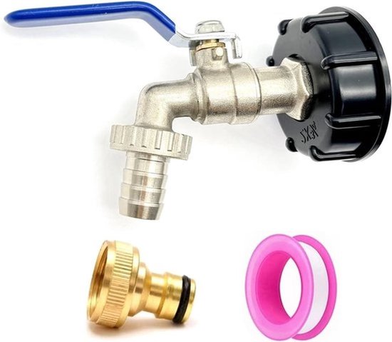plus - Metalen Waterton Kraan Vervanging 3/4 Inch, S60x6 Fittingen, Tuin Water Opslagtank Tapkraan met Klep