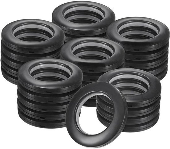 Set van 25 gordijnringen, 40 mm binnendiameter kunststof gordijnringen, clip oogringen, nano-schaal, geluidsarme Romeinse ring voor ramen/stof, gordijnen voor thuis [zwart]