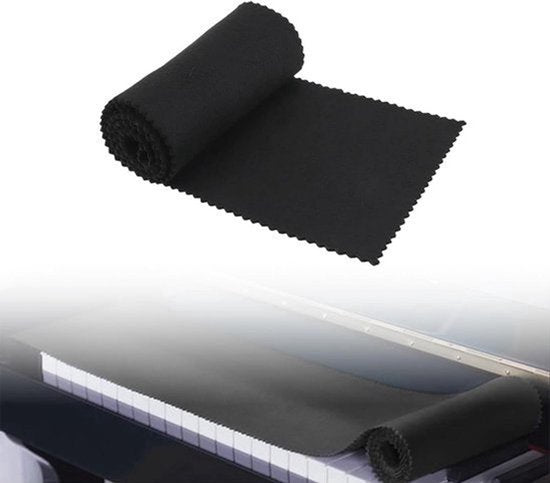 Toetsenborddoek pianotoetsenbord stofbescherming toetsenbordafdekking zachte pianodoek cover beschermhoes reiniging van de piano of het toetsenbord 125 x 15 cm (zwart)