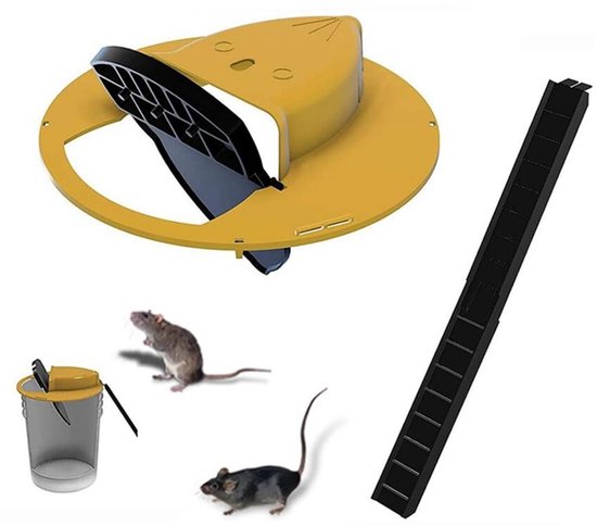 Dailygoody - Muizenval met Emmer - Dodelijke Muizenval - Automatisch Deksel - Efficiënte Muizenbestrijding - Geschikt voor Huizen - Compact en Effecti