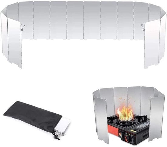 Camping Kooktoestel Windscherm 10 Stukken Vouwbaar Aluminium Windbescherming Vouwbare Windbescherming voor Gasfornuis Platen Aluminium Windscherm voor BBQ Picknick Kampeeruitrusting met