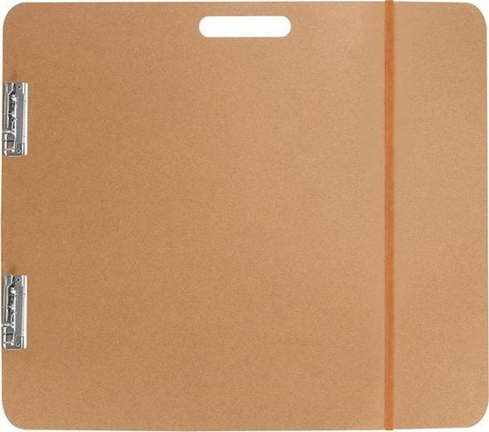 Groot Kunstenaars Schetsbord - Schilderen - Schetsen - Dubbele Klem - Houten Hardboard Klembord - Handvat - Tekenen - Studio - School - Kantoor - 66 x 58,3 cm - Geschikt voor Kunstenaars - Naturel Kleur.