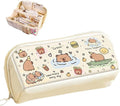 Capybara-print Pennenzak - Met meerdere lagen - Groot volume - Pennentas voor meisjes - Schoolbenodigdheden - Schrijfgerei-set - Cadeau voor tieners - Multikleur - XL